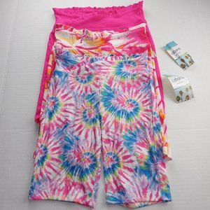 Cabana By Crown & Ivy Girls Crossover Waist Shorts 3 Pack Size 10/12 Pink Ribbed